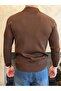 Men's Slim Fit No-Closure Polo Sweater Bitter Brown Eca093 - 5