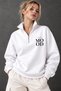 Mood Printed Stand Collar Half Zipper Women's Sweatshirt