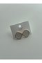 White Enamel Square Form Earrings 2 cm - 3