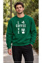 Men's Coffee Beans and Cups Illustration Printed Crew Neck Casual Regular Fit Sweatshirt