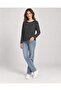 Women's Black Crew Neck Striped Combed Cotton Blouse - 4