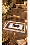 Luxury Presentation Tray with Horse Figure - Gold-White Decorative Frame 46X28 cm Real Glass - 2