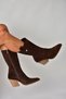 Z654940161 Brown Genuine Leather Suede Thick Heeled Western Women's Boots - 3