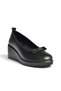 Z555290403 Black Genuine Leather Wedge Sole Women's Shoes - 5
