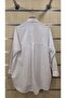 Women's White Shirt with Wide Cut Pockets and Bead Embroidery - 4