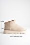 Women's Beige Suede Fur Lined 5cm Thick Sole Short Winter Casual Boots - 2