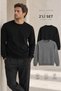 Men's Set of 2 Crew Neck Basic Sweatshirts Black & Anthracite