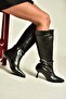 Z920800709 Black Thin Heeled Women's Boots - 4