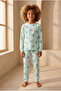 Children's Elephant Patterned Packaged Pajama Set Green