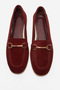Genuine Leather Burgundy Suede Women's Buckle Detailed Ballerinas Andy Wine - 2