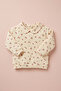 Baby Girl Floral Patterned Collared Sweatshirt and Bowknot Jean Denim Salopet 2-Piece Set - 2