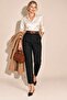Black Belted Pleated Carrot Pants - 5