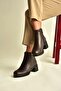 Z555200203 Brown Genuine Leather Thick Low Heeled Women's Boots - 4