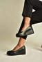 Z555190303 Black Genuine Leather Padded Sole Women's Shoes