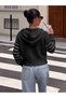 Pu-2026-05 Women's Black Striped Hooded Buttoned Knit Cardigan - 2