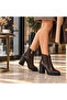 Women's Croco Patterned Block Heeled Boots – Stylish and Modern Ankle Boots - 3