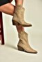 Z920477302 Mink Suede Thick Heeled Cowboy Model Women's Boots