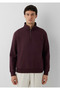 Men's Brown Half-Zip Sweatshirt Chocolate Plu Sweatshirt - 2