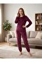 Women's Long Sleeve Cuffed Lycra Soft Velvet Pajama Set - 2