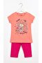 Children's Set Character Printed Crew Neck Short Sleeve T-Shirt Leggings 2-Piece Set 2-6 Years Cotton Milkshake - 3