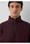 Men's Brown Half-Zip Sweatshirt Chocolate Plu Sweatshirt - 4