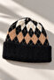 Women's Soft Furry Beret with Diamond Pattern - 3