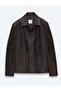 Brown Regular Fit Shirt Collar Casual Leather Leather Coat - 8