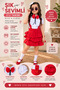 Girl's Skirt Set with Ruffled Straps, Salopet Skirt and White Shirt Red - 2