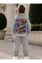Space Quest Unisex Kids' Hooded Tracksuit Set – Printed Sweatshirt & Jogger Pants