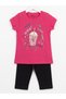 Children's Set Character Printed Crew Neck Short Sleeve T-Shirt Leggings 2-Piece Set 2-6 Years Cotton Milkshake - 3