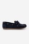 Women's Genuine Leather Lace-Up Moccasin Drawstring Loafer Casual Shoes Rudez Navy Blue Suede - 5