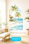 Sea and Palm Tree Landscape Bohemian Arch Boho Arch Modern Wall Sticker Mnb-99