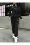 Women's Printed Regular Bottom Top Crew Neck Top Elastic Cuff Sweatpants Set