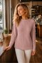 Women's Round Neck Long Sleeve Thessaloniki Sleeve Hair Braided Twisted Stylish Elegant Casual Powder Knitwear Sweater - 8