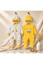 Baby 2-Piece Chick Patterned Jumpsuit Set Yellow - White 100% Cotton