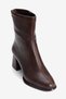 Women's Heeled Boots with Zipper in Jade Brown - 3