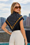 Choose Your Style Monaco – Black Gold Chain Polka Dot Patterned Scarf 70 X 70 cm