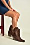 Z920477302 Brown Suede Thick Heeled Cowboy Model Women's Boots - 4