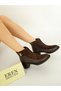 7013 Eren Shoes&Bag Genuine Leather Skin Print Nubuck Detailed Zippered Thick Heeled Casual Elegant Women's Boots Real Leather - 3