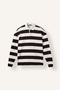 Boxy Fit Polo Collar Striped Waffle Sweatshirt E8440Ax26Au