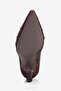 Women's Suede Stiletto Pointed Toe Drawstring Detailed Heeled Shoes Dova Brown - 6