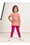 Children's Set Character Printed Crew Neck Short Sleeve T-Shirt Leggings 2-Piece Set 2-6 Years Cotton Milkshake
