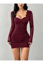 Women's Lace Long Sleeve Short Janjan Dress with Laser Wave Cut Detail - 3
