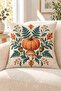 Petrol Orange Mushroom Pumpkin Patterned 4 Throw Pillow Covers 1 Runner 5 Piece Set - 8