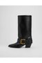 Women's Buckle-Strapped Below-Knee Boots Pointed Toe Thick Heeled Casual Stylish Boots - 3