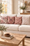 Powder Burgundy Botanical Patterned 4 Throw Pillow Covers 1 Runner 5 Piece Set - 4