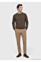 Khaki Crew Neck Plain Sweatshirt - 3