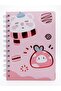 Pink Teddy Bear and Strawberry Pattern Spiral Lined Notebook - Lined Leafed Notepad