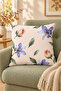 Powder Blue Rose Hydrangea Patterned 4 Pillow Covers 1 Runner 5 Piece Set - 6