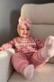 My Little One's Skin Heart Printed and Bunny Detailed Girls' 2-Piece Set - Pink - 2